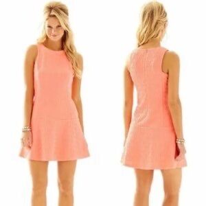 Lilly Pulitzer Kent Dress Cheeky Melon Retro Knit Jacquard Style # 18778